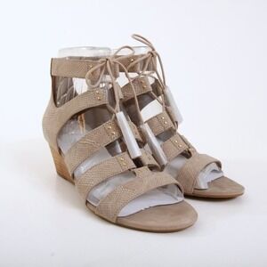 NIB UGG Yasmin Snake Caged Wedge Sandals Beige Lace Up Studded Women  8